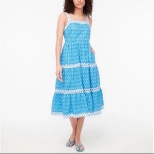 JCREW Size 16 Square Neck Floral Block Print Tiered Sundress